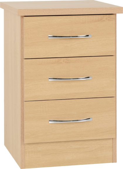 Seconique Nevada 3 Drawer Bedside Sonoma Oak Effect