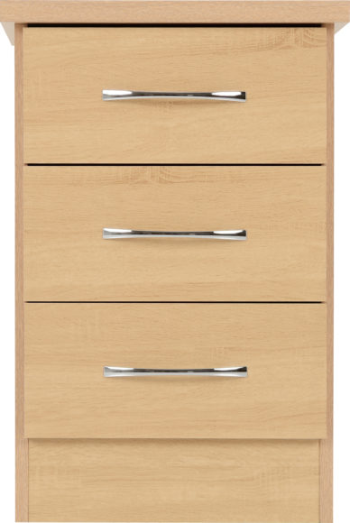 Seconique Nevada 3 Drawer Bedside Sonoma Oak Effect