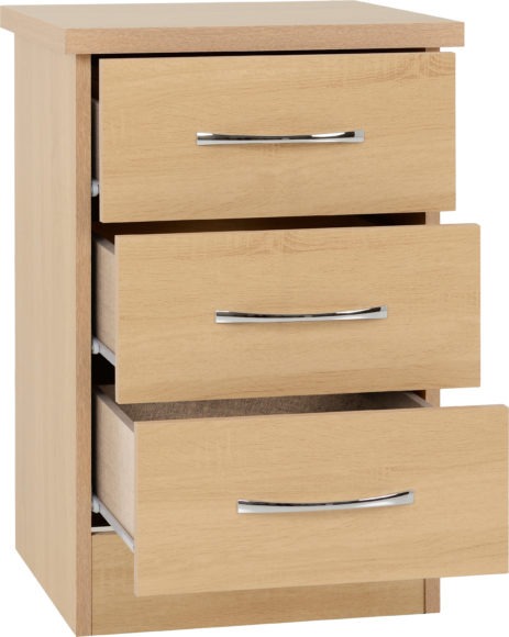 Seconique Nevada 3 Drawer Bedside Sonoma Oak Effect