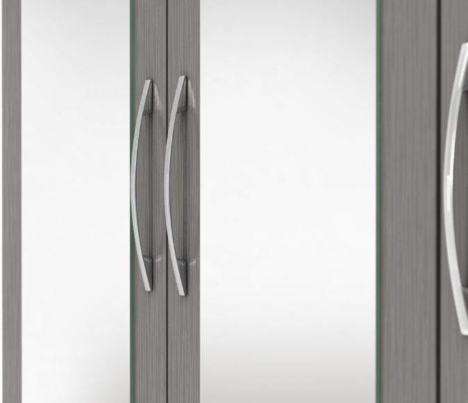Seconique Nevada 4 Door 2 Drawer Mirrored Wardrobe 3D Effect Grey