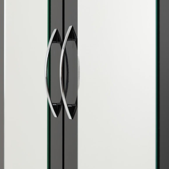 Seconique Nevada 4 Door 2 Drawer Mirrored Wardrobe Black Gloss