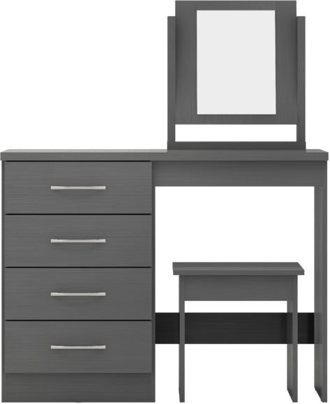Seconique Nevada 4 Drawer Dressing Table Set 3D Effect Grey