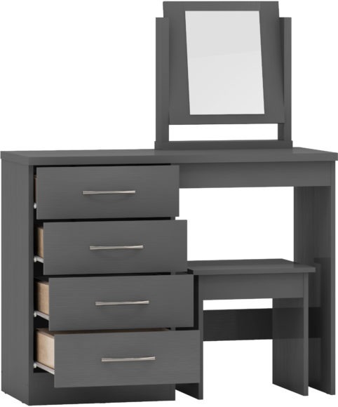 Seconique Nevada 4 Drawer Dressing Table Set 3D Effect Grey