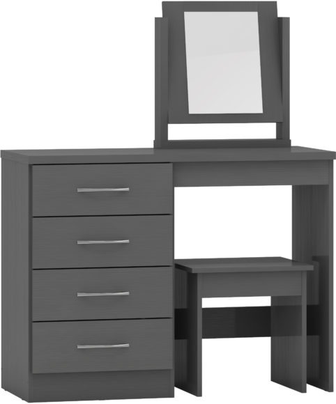 seconique Nevada 4 Drawer Dressing Table Set 3D Effect Grey