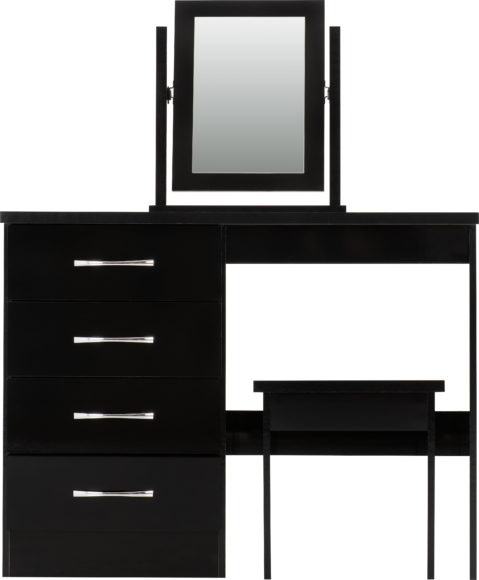 Seconique Nevada 4 Drawer Dressing Table Set Black Gloss