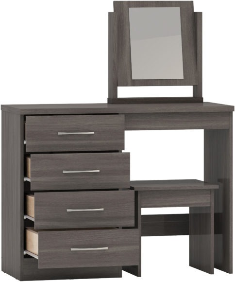 Seconique Nevada 4 Drawer Dressing Table Set Black Wood Grain