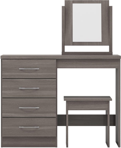 Seconique Nevada 4 Drawer Dressing Table Set Black Wood Grain
