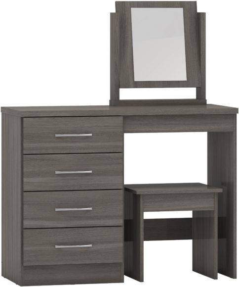 seconique Nevada 4 Drawer Dressing Table Set Black Wood Grain