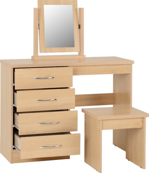 Seconique Nevada 4 Drawer Dressing Table Set Sonoma Oak Effect