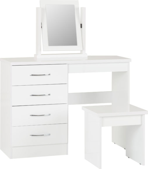 Seconique Nevada 4 Drawer Dressing Table Set White Gloss