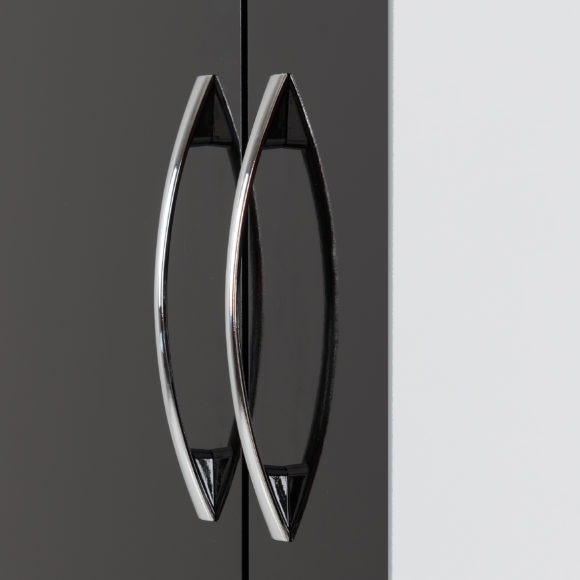 Seconique Nevada Mirrored 2 Door 1 Drawer Wardrobe Black Gloss