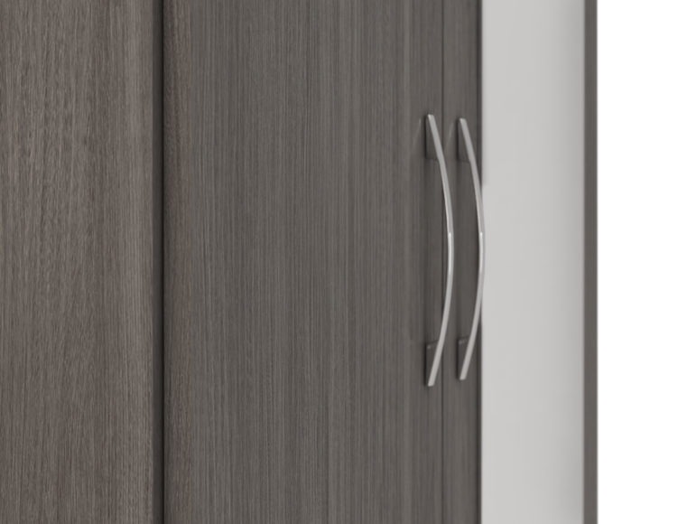 Seconique Nevada Mirrored 2 Door 1 Drawer Wardrobe Black Wood Grain