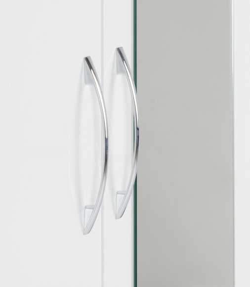 Seconique Nevada Mirrored 2 Door 1 Drawer Wardrobe White Gloss