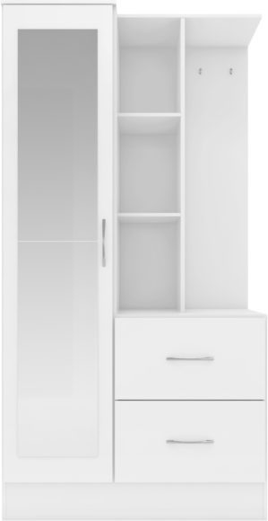 Seconique Nevada Mirrored Open Shelf Wardrobe White Gloss