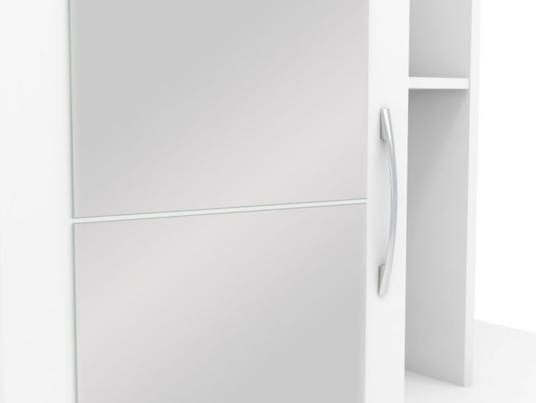 Seconique Nevada Mirrored Open Shelf Wardrobe White Gloss