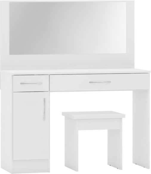 seconique Nevada Vanity/Dressing Table Set White Gloss