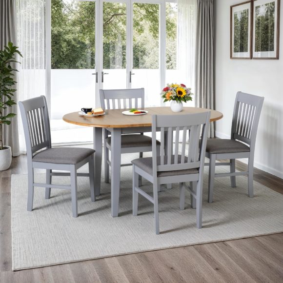 seconique Oxford Extending Dining Set Grey/Natural Oak/Grey Fabric