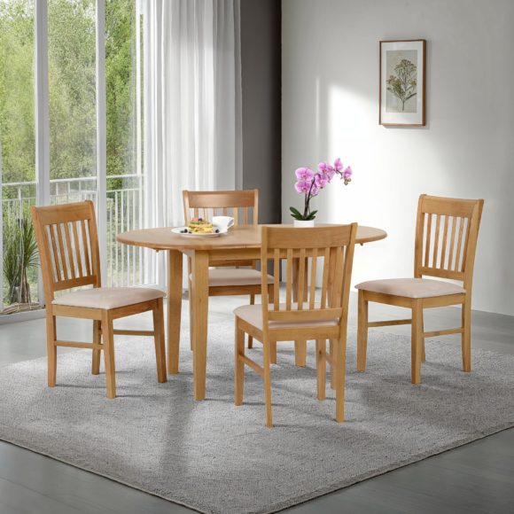 seconique Oxford Extending Dining Set Natural Oak/Mink Microsuede