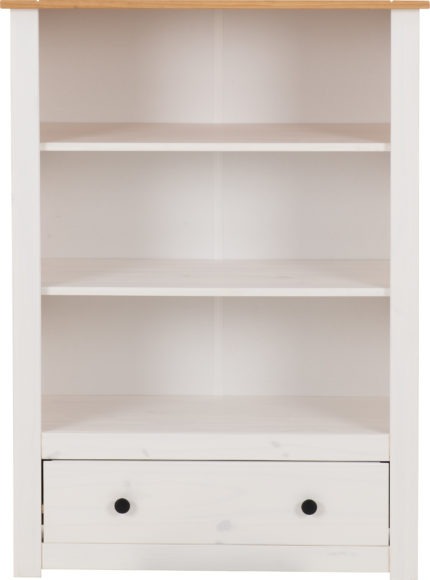 Seconique Panama 1 Drawer Bookcase White/Natural Wax