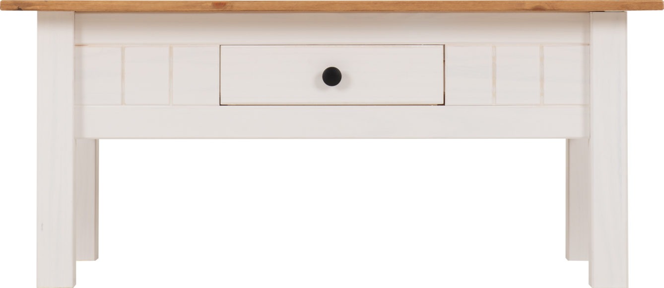 Seconique Panama 1 Drawer Coffee Table White/Natural Wax