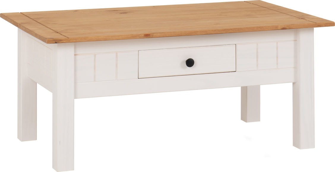 seconique Panama 1 Drawer Coffee Table White/Natural Wax