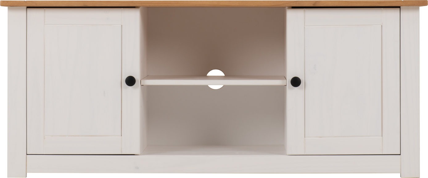 Seconique Panama 2 Door 1 Shelf Flat Screen TV Unit White/Natural Wax