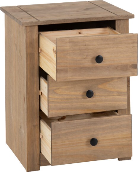 Seconique Panama 3 Drawer Bedside Chest Natural Wax
