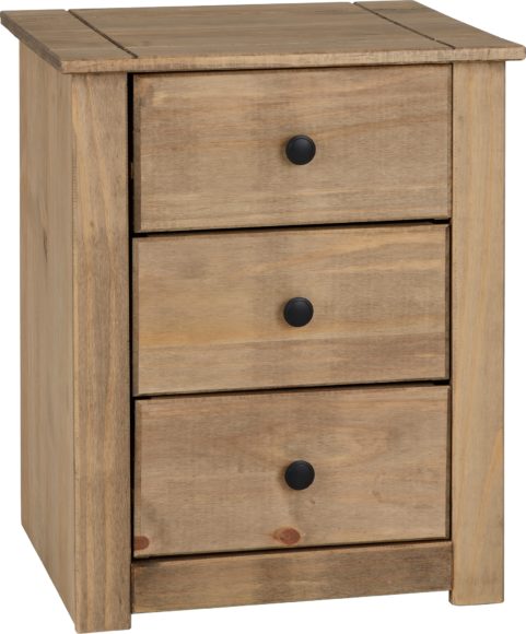 Seconique Panama 3 Drawer Bedside Chest Natural Wax