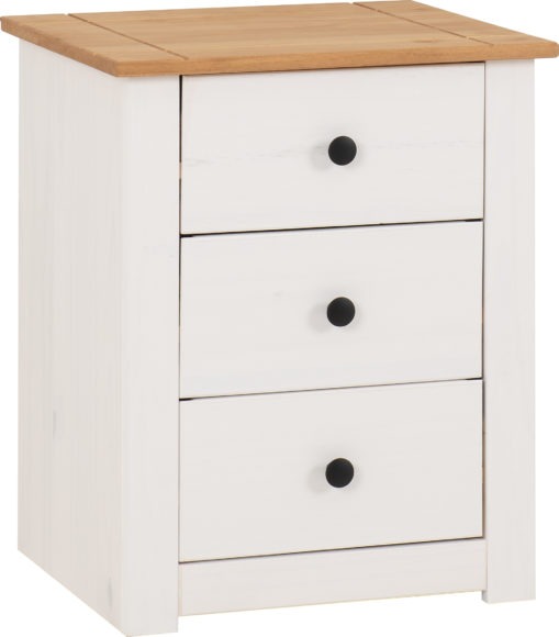seconique Panama 3 Drawer Bedside White/Natural Wax