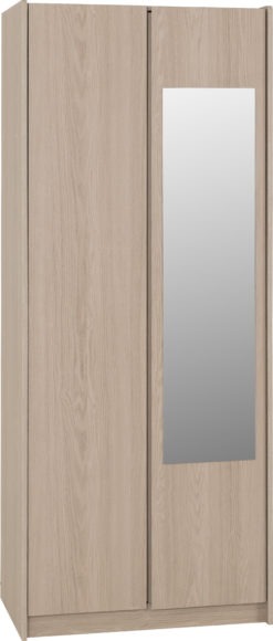 Seconique Paris 2 Door Mirrored Wardrobe Smoked Ash Effect