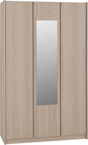 Seconique Paris 3 Door Mirrored Wardrobe Smoked Ash Effect
