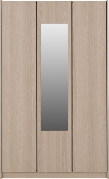 Seconique Paris 3 Door Mirrored Wardrobe Smoked Ash Effect