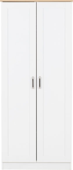 Seconique Portland 2 Door Wardrobe White/Oak Effect