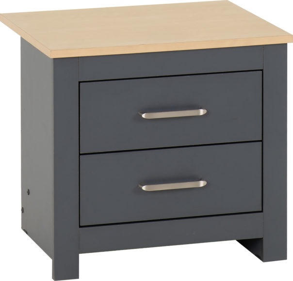 Seconique Portland 2 Drawer Bedside Grey/Oak Effect