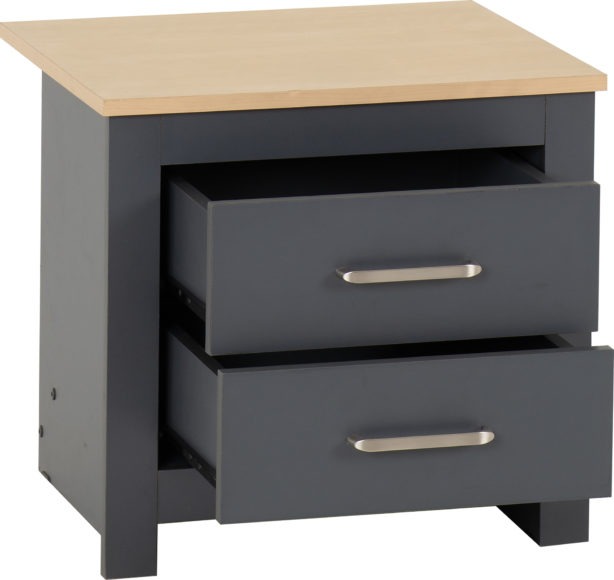 Seconique Portland 2 Drawer Bedside Grey/Oak Effect