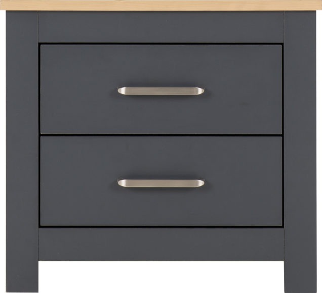 Seconique Portland 2 Drawer Bedside Grey/Oak Effect
