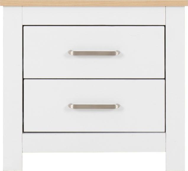 Seconique Portland 2 Drawer Bedside White/Oak Effect