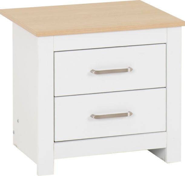 seconique Portland 2 Drawer Bedside White/Oak Effect