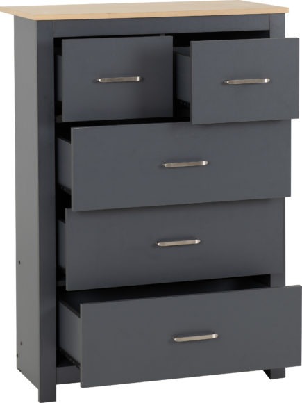Seconique Portland 3+2 Drawer Chest Grey/Oak Effect