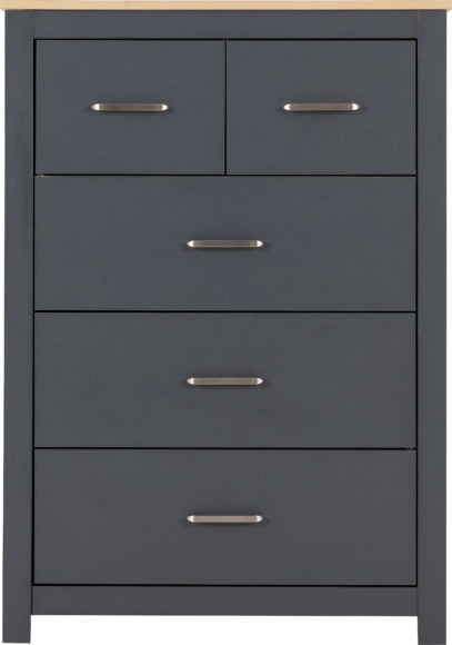 Seconique Portland 3+2 Drawer Chest Grey/Oak Effect