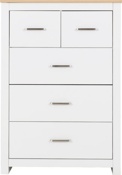 Seconique Portland 3+2 Drawer Chest White/Oak Effect