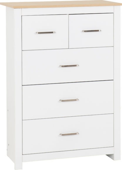 seconique Portland 3+2 Drawer Chest White/Oak Effect