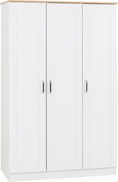 seconique Portland 3 Door Wardrobe White/Oak Effect