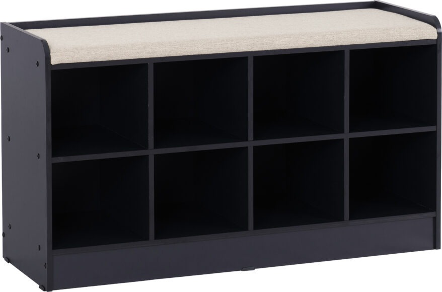 Seconique Portland Shoe Bench Navy Blue/Cream Fabric