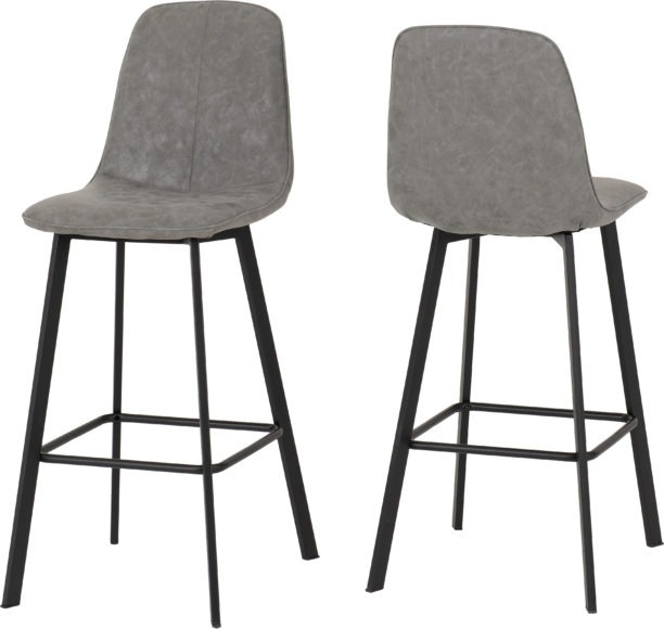 seconique Quebec Bar Chair (Box of 2) Grey Faux Leather