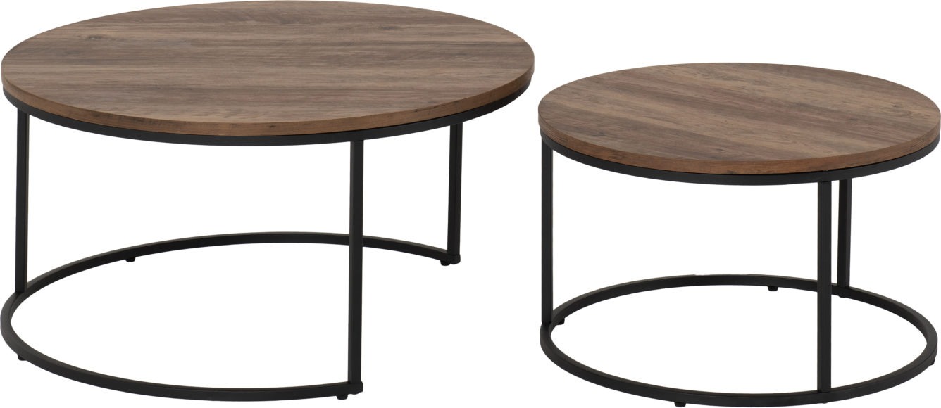 Seconique Quebec Round Coffee Table Set Medium Oak Effect/Black