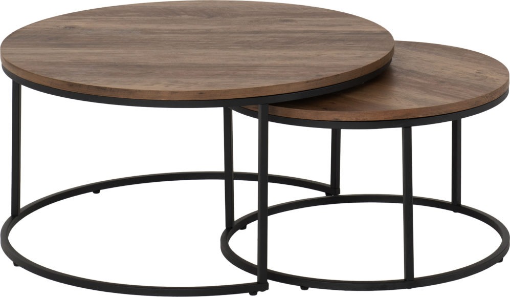 seconique Quebec Round Coffee Table Set Medium Oak Effect/Black