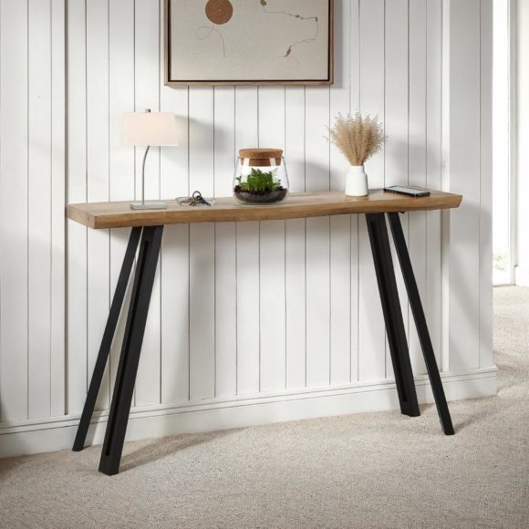 Seconique Quebec Wave Edge Console Table Medium Oak Effect/Black