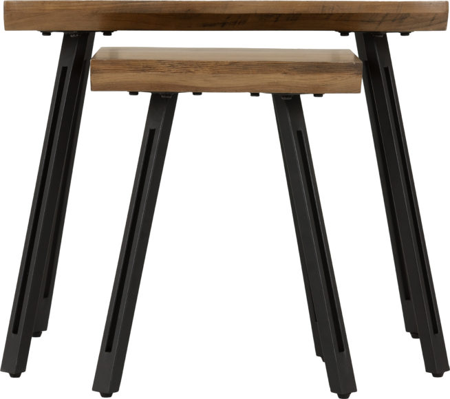 Seconique Quebec Wave Edge Nest Of Tables Medium Oak Effect/Black