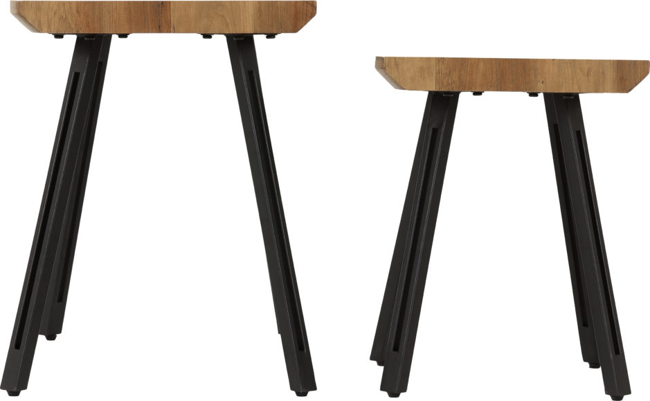 Seconique Quebec Wave Edge Nest Of Tables Medium Oak Effect/Black